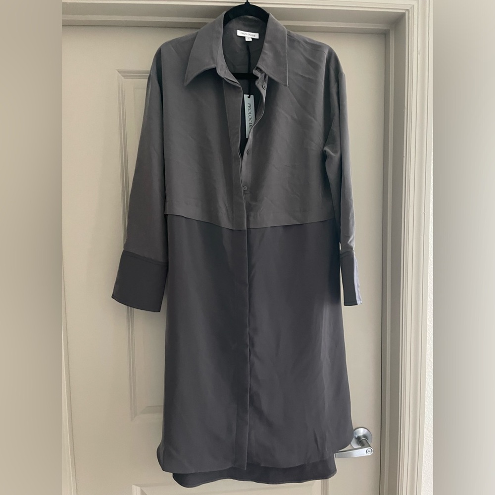 Women’s Two-toned Gray Buttoned Dress